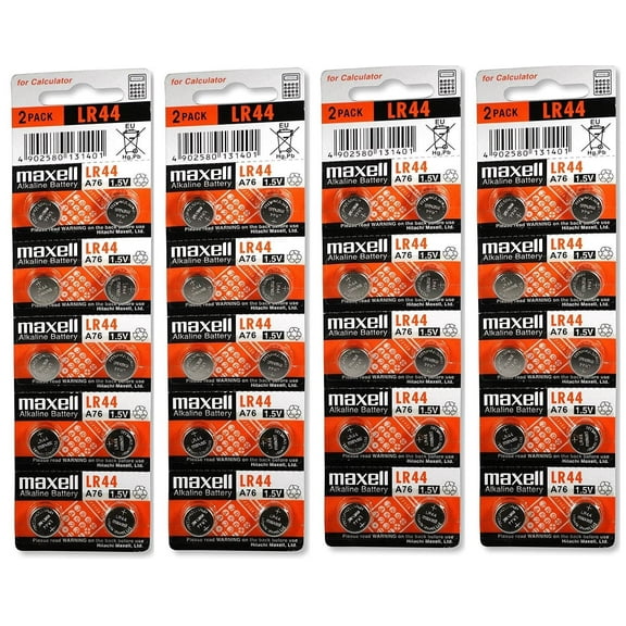 Maxell LR44 (A76) Batteries, 40 Count