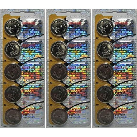 Maxell Micro Lithium Cell Battery CR2016 for Watches and Electronics 15 Pack "New hologram packaging"