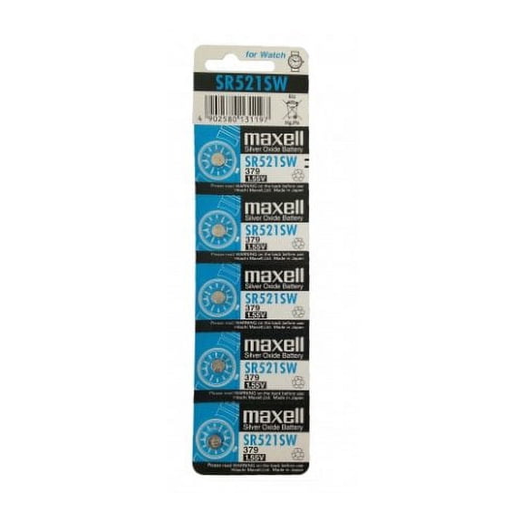 Maxell SR521SW 1.55V Silver Oxide Battery (5pcs per pack)