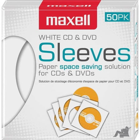 Maxell White CD / DVD Sleeves - Sleeve - Slide Insert - White | Bundle of 10 Boxes