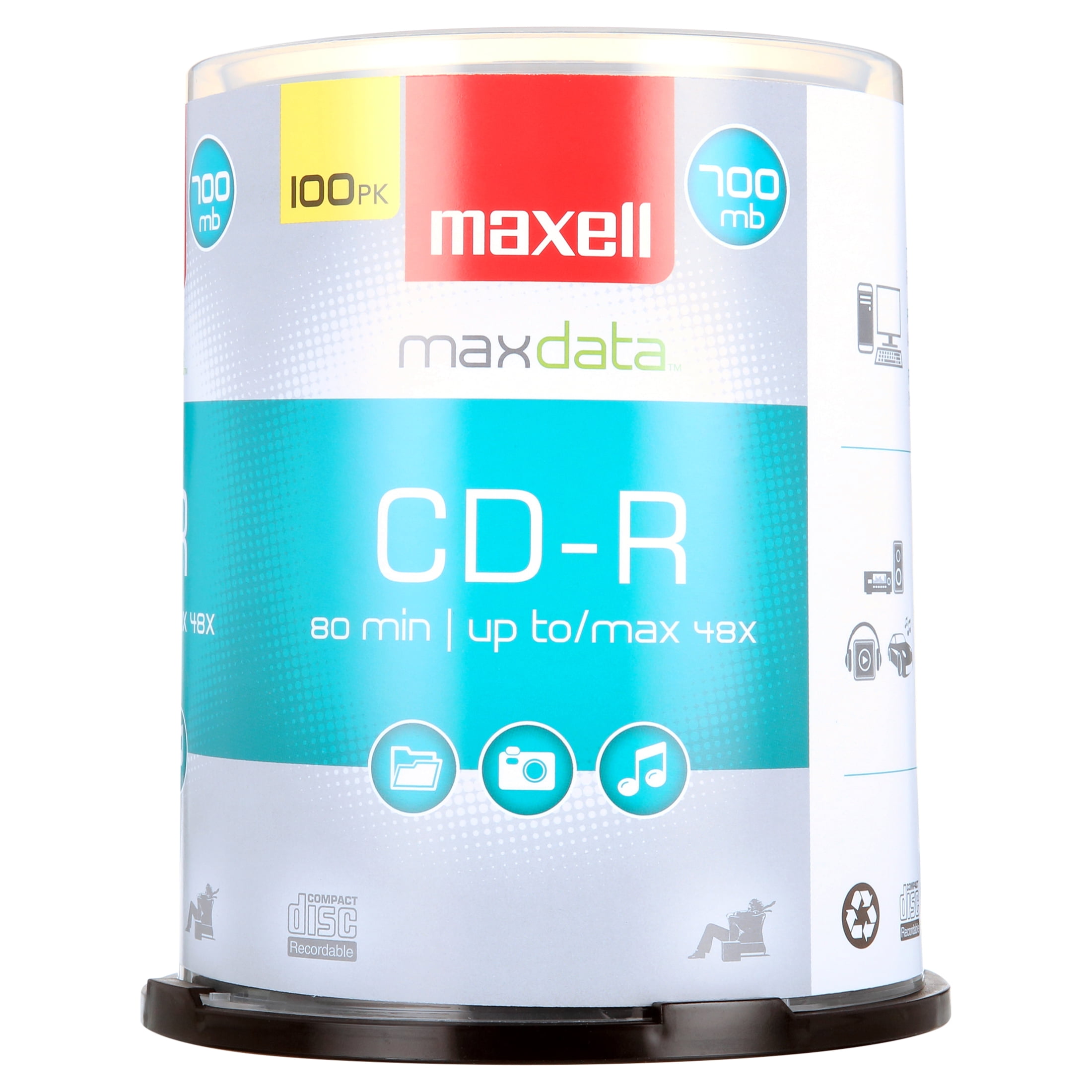 Free Shipping! Maxell CD-R 100PK Spindle 48x 700MB