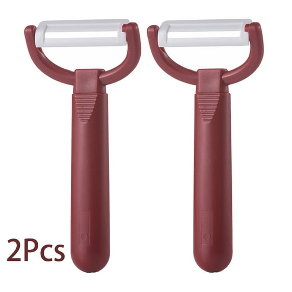 Maxfavor 2Pcs Red Ceramic Blade Peelers Sharp Vegetable fruit Portable Kitchen Cooking Tool