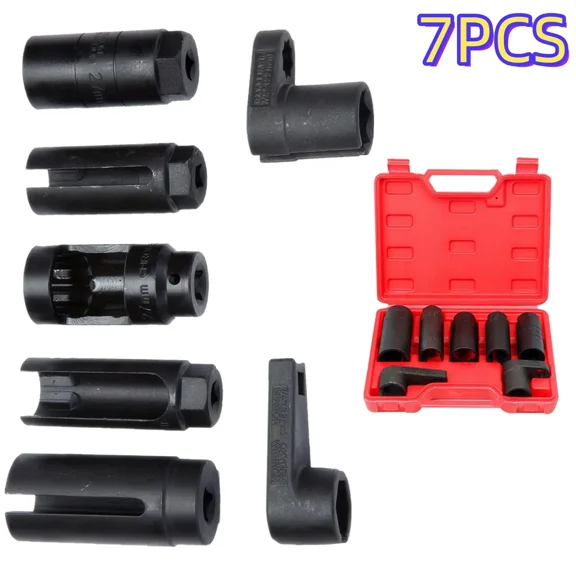 Maxfavor 7Pcs/Set Oxygen Sensor Socket Wrench Disassembly Tool, 22Mm 7/8, 27Mm, 29Mm Three Sizes Steel High Efficiency Offset Removal Sockets Easy Operation Standard Sizes For Automobile Repair