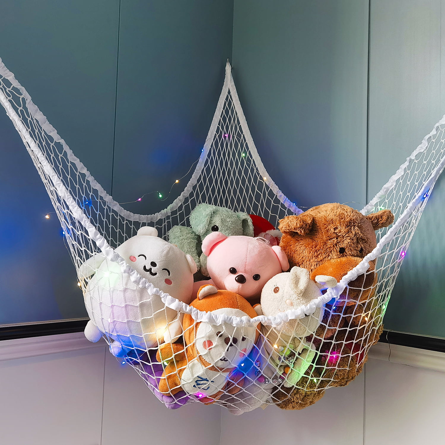 Maxfavor Stuffed Animal Hammock Net Kids Toy Storage with LED Light ...