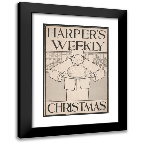 Maxfield Parrish 11x14 Black Modern Framed Museum Art Print Titled - Harper's Weekly for Christmas (1895)
