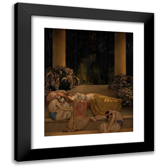 Maxfield Parrish 12x14 Black Modern Framed Museum Art Print Titled - Sleeping Beauty in the Wood (1912)