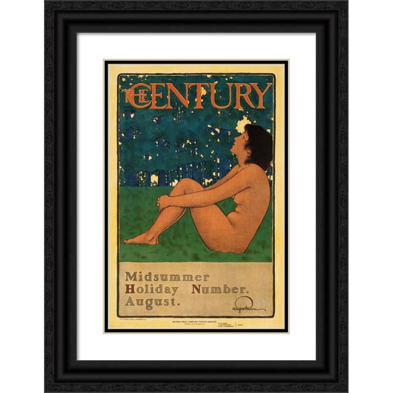 Maxfield Parrish 17x24 Black Ornate Framed Double Matted Museum Art Print Titled: The Century Midsummer Holiday Number. August (1897)
