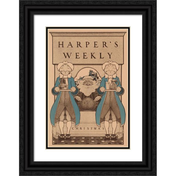 Maxfield Parrish 18x24 Black Ornate Framed Double Matted Museum Art Print Titled: Harper's Weekly, Christmas (1896)