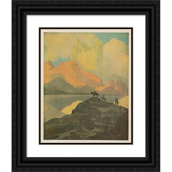 Maxfield Parrish 20x24 Black Ornate Framed Double Matted Museum Art Print Titled: And when They Had Ascended that Mountain They Saw a City than Which Eyes Had Not Beheld Any Greate