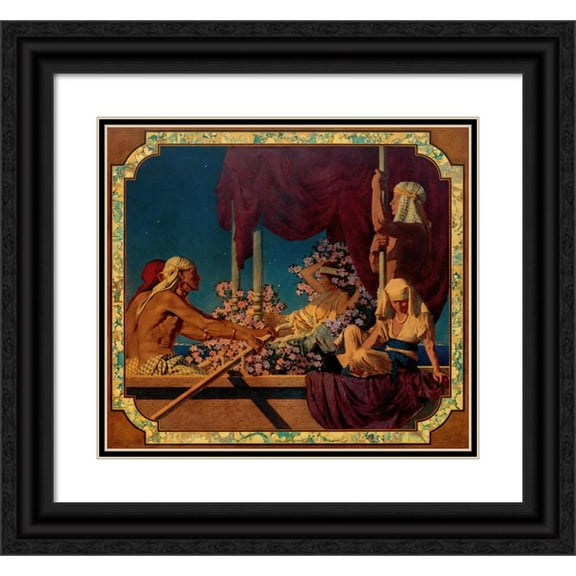 Maxfield Parrish 22x20 Black Ornate Framed Double Matted Museum Art Print Titled: Cleopatra (1917)