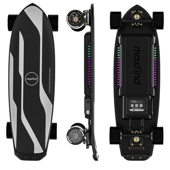 "Maxfind Cyberpunk Mini 32"" Electric Skateboard, Dual 650W Motors, 15-18 Mile Range, 24 mph, with Remote"
