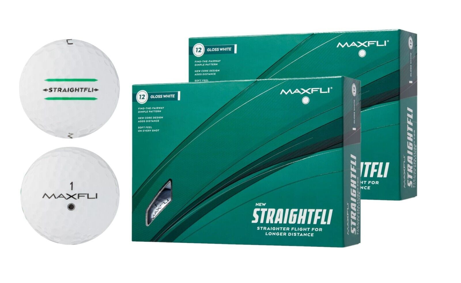 Maxfli 2023 StraightFli Gloss White Golf Ball 2 Dozen