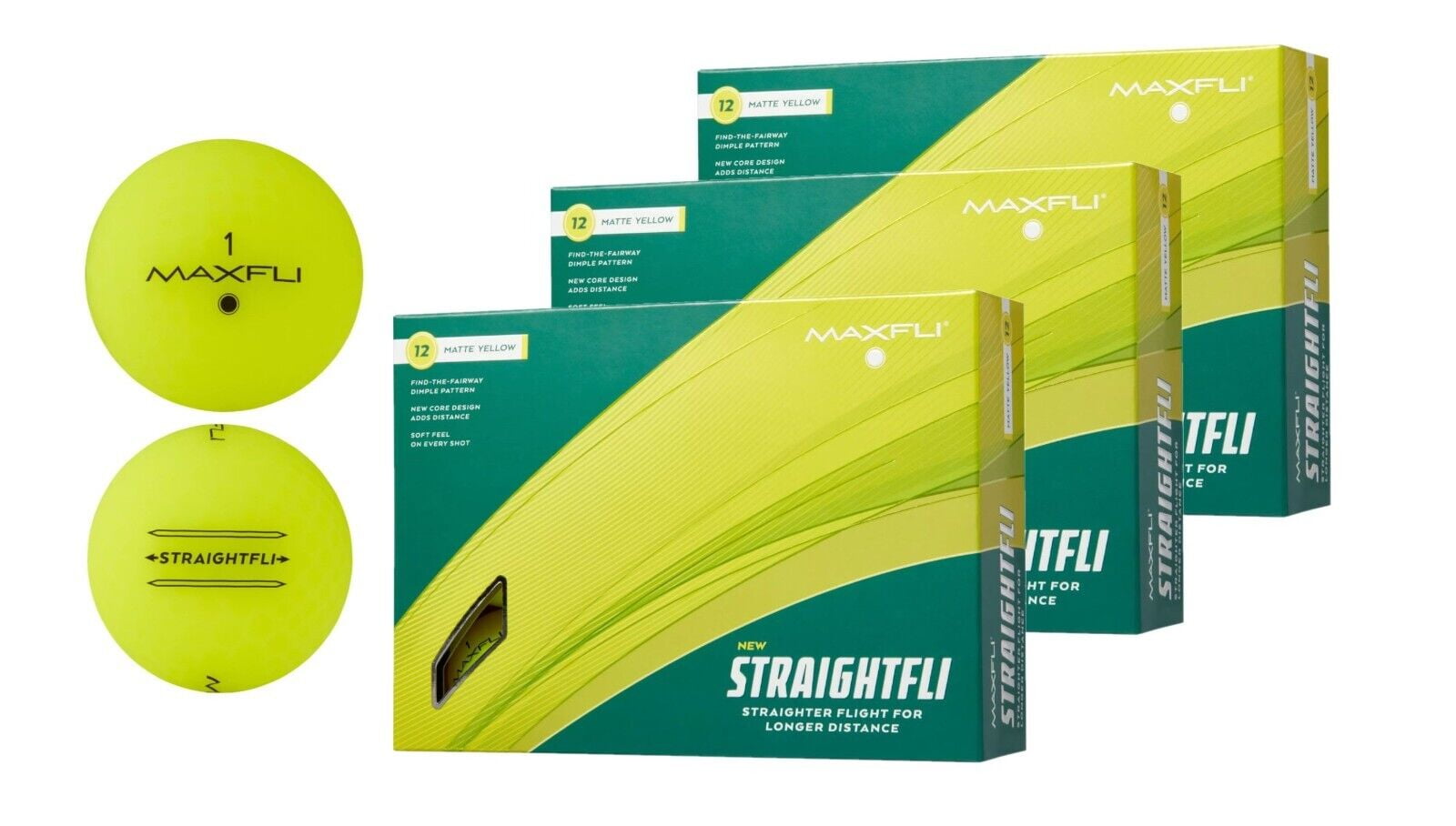 Maxfli 2023 StraightFli Golf Balls Matte Yellow 3 Dozen