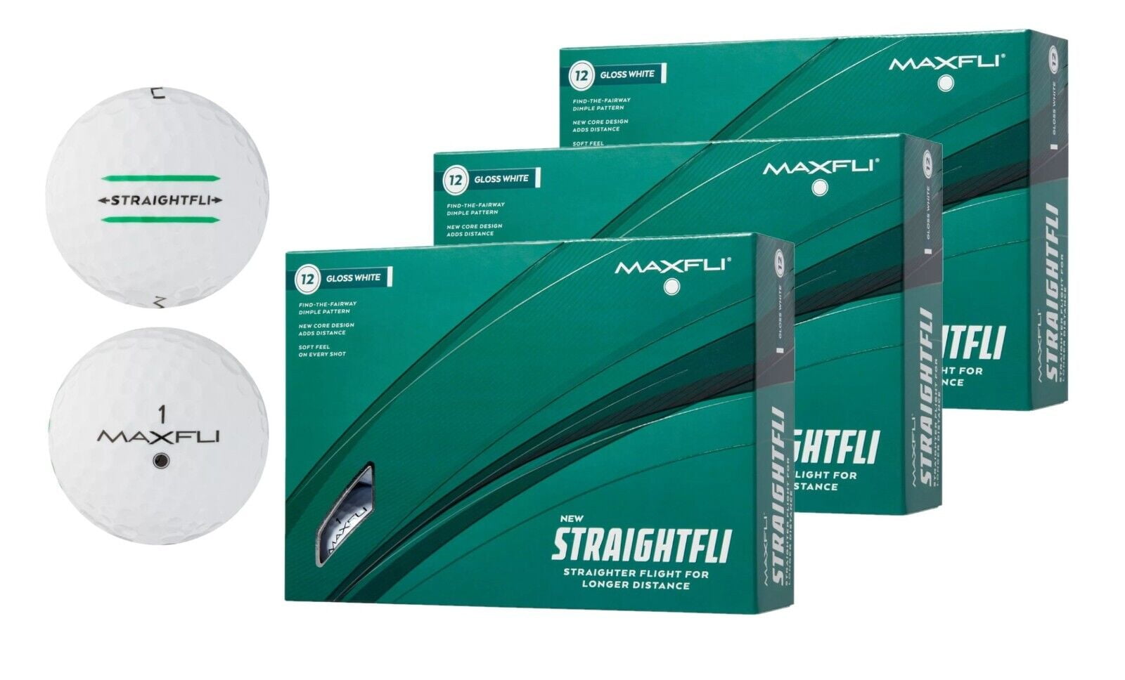 Maxfli 2023 Straightfli Gloss White Golf Ball 3 Dozen