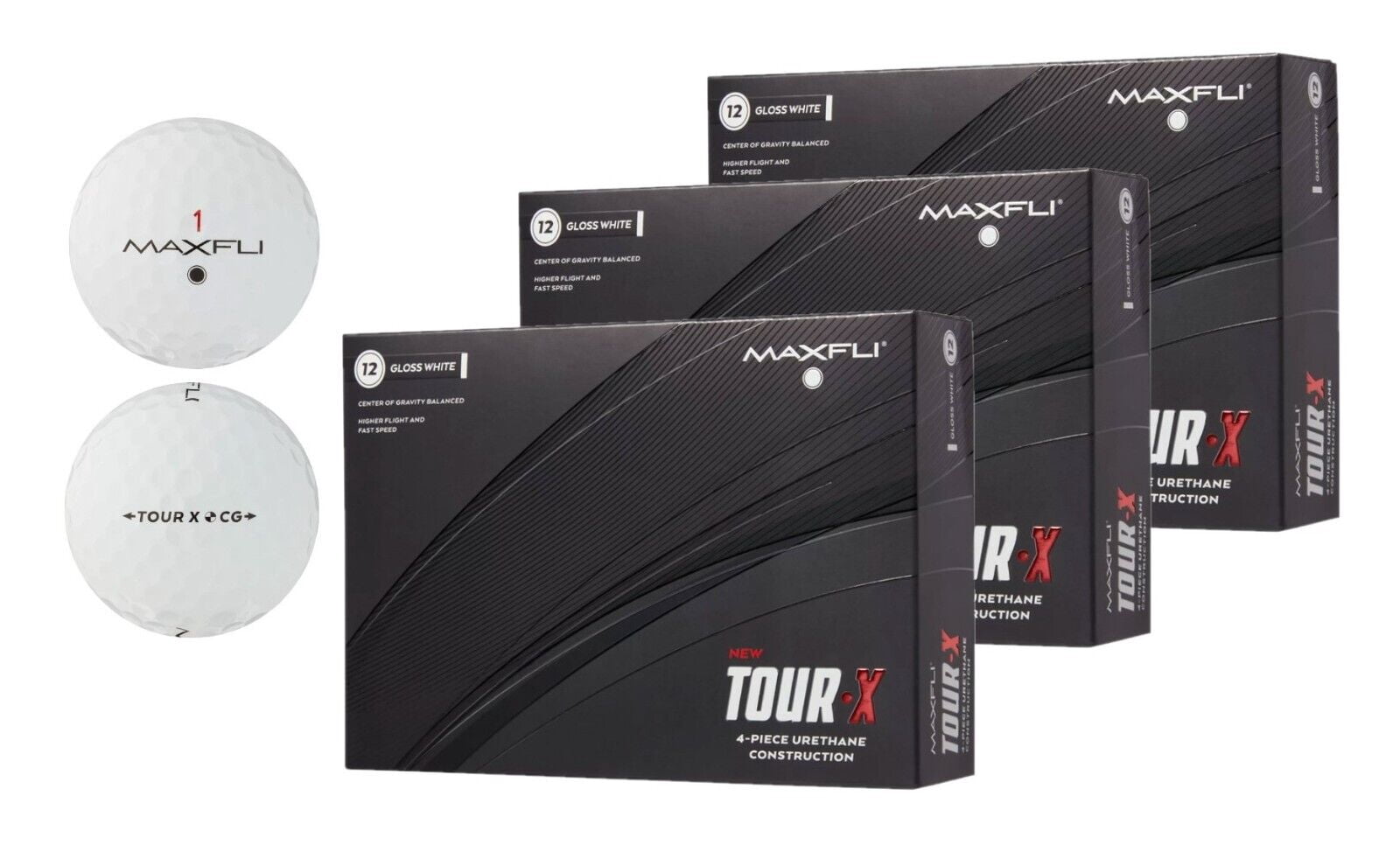 Maxfli 2023 Tour X Golf Balls, Gloss White, 3 Dozen, High