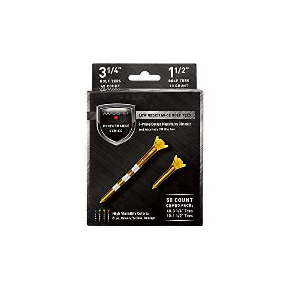 Maxfli Performance Series Low Resistance 3 1/4'' & 1 1/2'' Assorted Golf Tees - 50 Pack