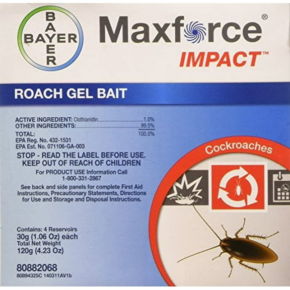 Maxforce Impact Roach Gel Bait - Works On All Cockroaches - 4 Pack of 30g Tubes by Bayer