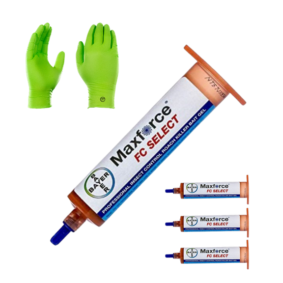 Maxforce Select Roach Killer - German Roach Killer with Premium Chemical Resistant USA Supply Gloves- 4 Tubes30g