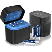 Maxfree Rechargeable Battery Set with Charger, 4AA + 4AAA Lithium Combo, 3600mWh/1300mWh, 2500 Cycles Fast Charger LED Display for Blink Outdoor Camera, Remotes, Toys