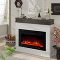 Maxhonor 50" Freestanding Electric Fireplace Insert with white Mantel Shelf, 12 Color 3D Flame Fireplace Heater, 750W/1500W Dual Power, Remote & Touch Control, Classic Minimalist Design
