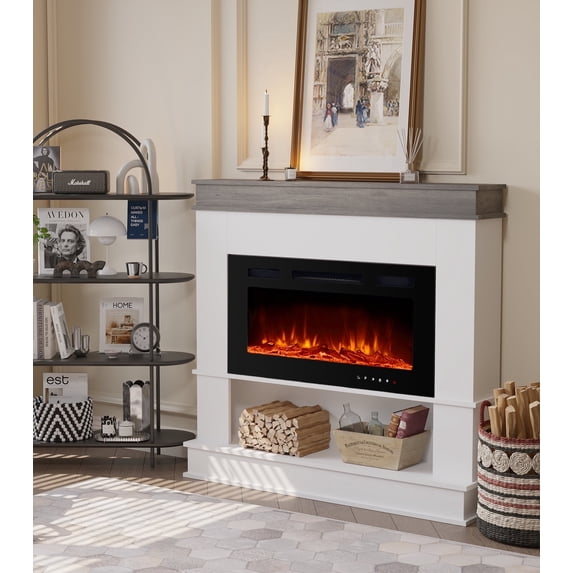 Maxhonor 58.6 Inch Electric Fireplace with 3D Flame & Heater, Classic Wood Design & Remote Control