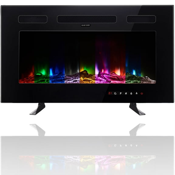 Maxhonor Electric Fireplace Insert Wall Mounted Freestanding Heater with Remote Control, 1500/750W 30 inch, Black