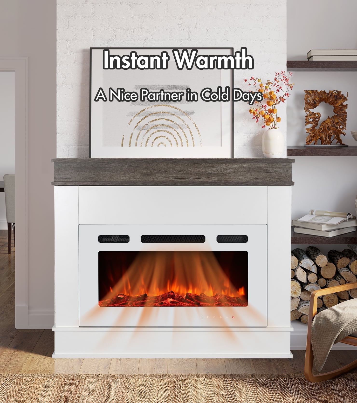 Maxhonor Electric Fireplace Inserts Freestanding Heater for The Living ...