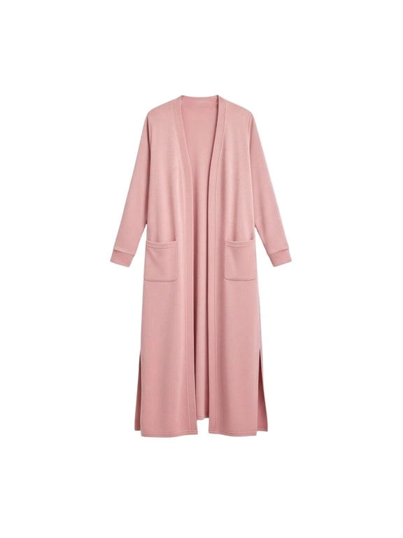 Maxi Cardigan for Women, Open Front Side Split V-Neck Long Sleeve, Fall Soft Loose Stretchy Casual Draped Duster S-3XL