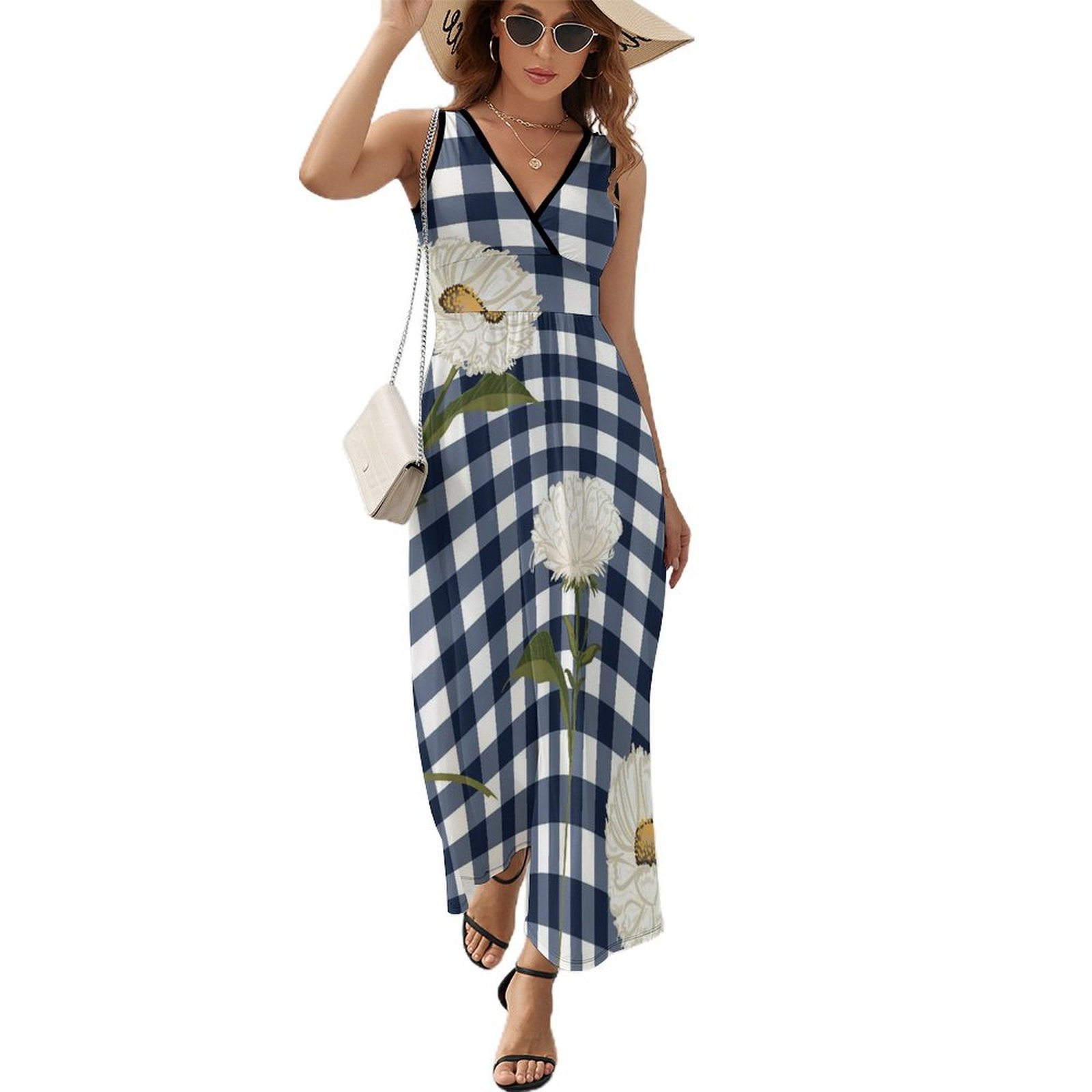 chinese dress ladies DGDXLMPNR Singing Solo Multi Plaid Smocked Bust Maxi Dress, Women's Retro  Plaid Summer Spaghetti Strap Square Neck Long Dress (Color : Beige, Size :  Small) at Amazon Women's Clothing store