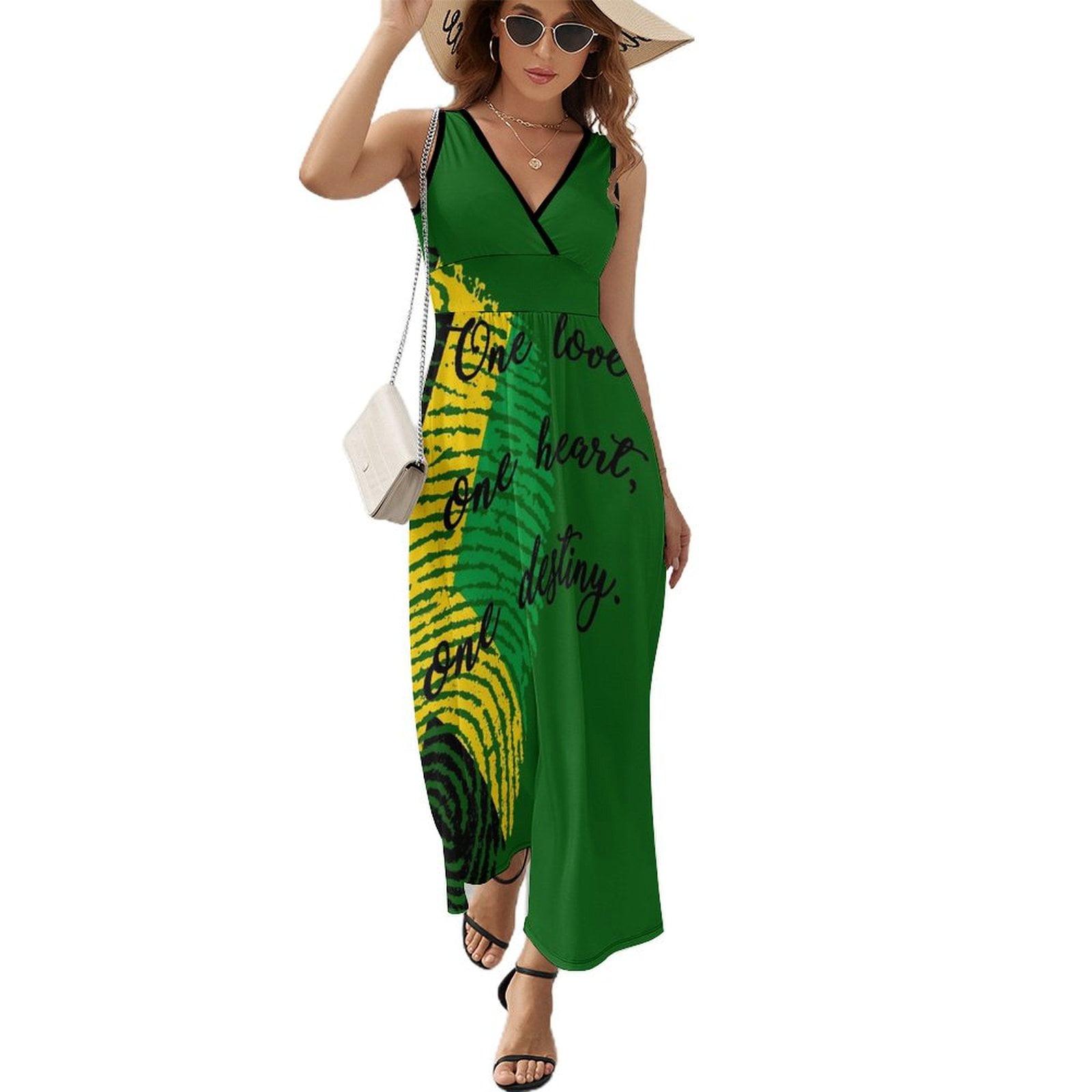 Maxi Dress Jamaican Flag Dress Love for Jamaica Vintage Street Style Bohemia Long Dresses High Waist Design Oversized Vestido