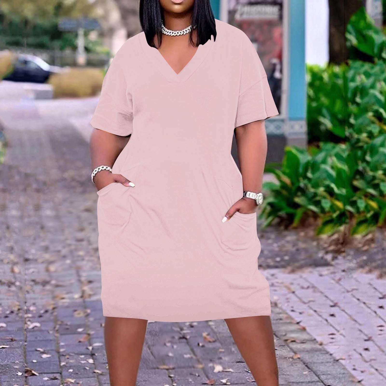 casual dress for plus size women Tycorwd Women's Midi Summer Short Sleeve Beach Dress Swing Flowy Tiered Dresses with Pockets Army Green 1XL at Amazon Women's Clothing store Flowy and Smoothly Women's Plus Size Floral Lace