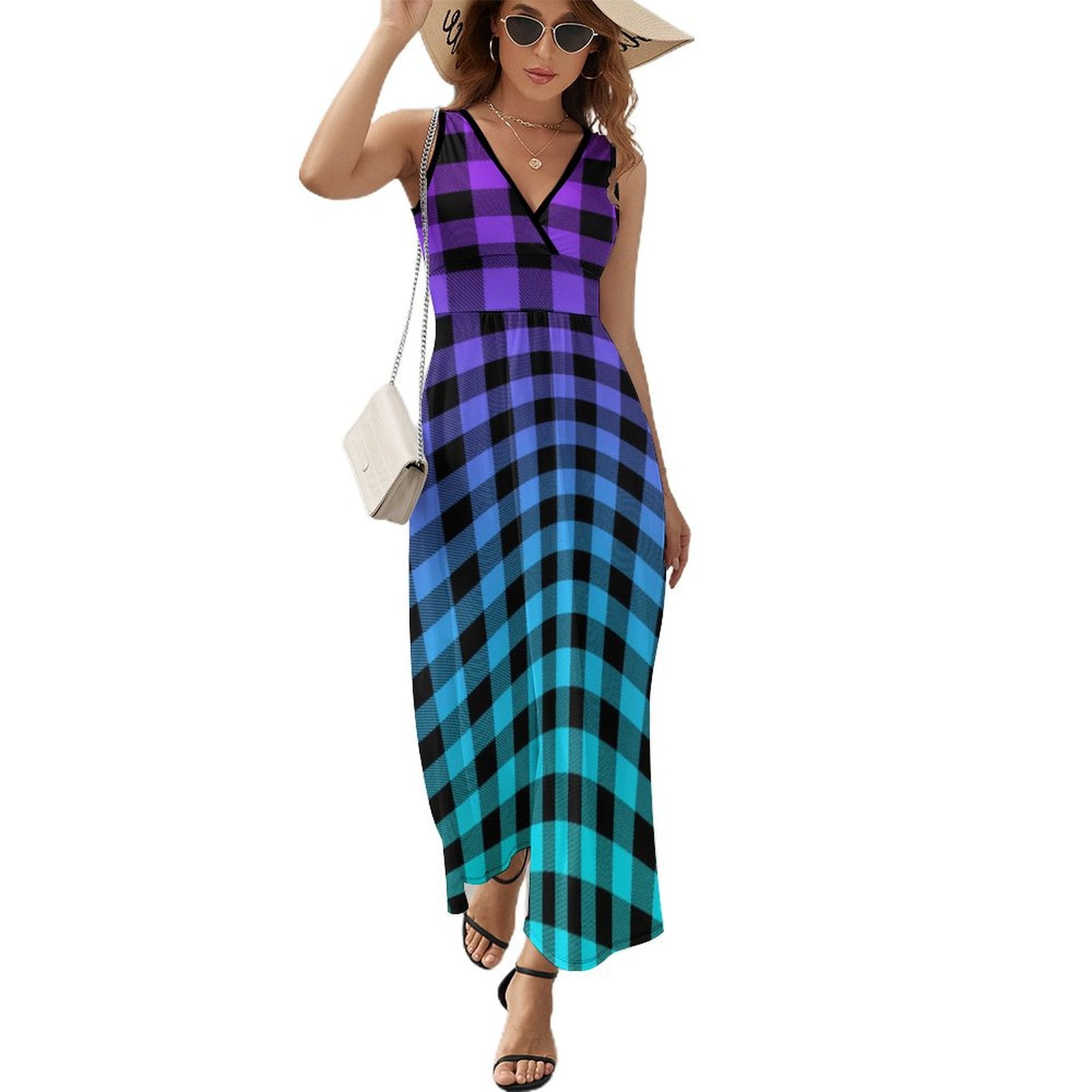 knee length dresses for ladies Women's Checked Midi Dress | BCI Cotton | The New Society