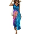 thumbnail image 1 of Maxi Dress Spiral Galaxy Print Dress Deep Outer Space Club V Neck Custom Bohemia Long Dresses Street Style Big Size Clothes, 1 of 7