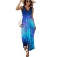 thumbnail image 1 of Maxi Dress Spiral Galaxy Print Dress Deep Outer Space Club V Neck Custom Bohemia Long Dresses Street Style Big Size Clothes, 1 of 7