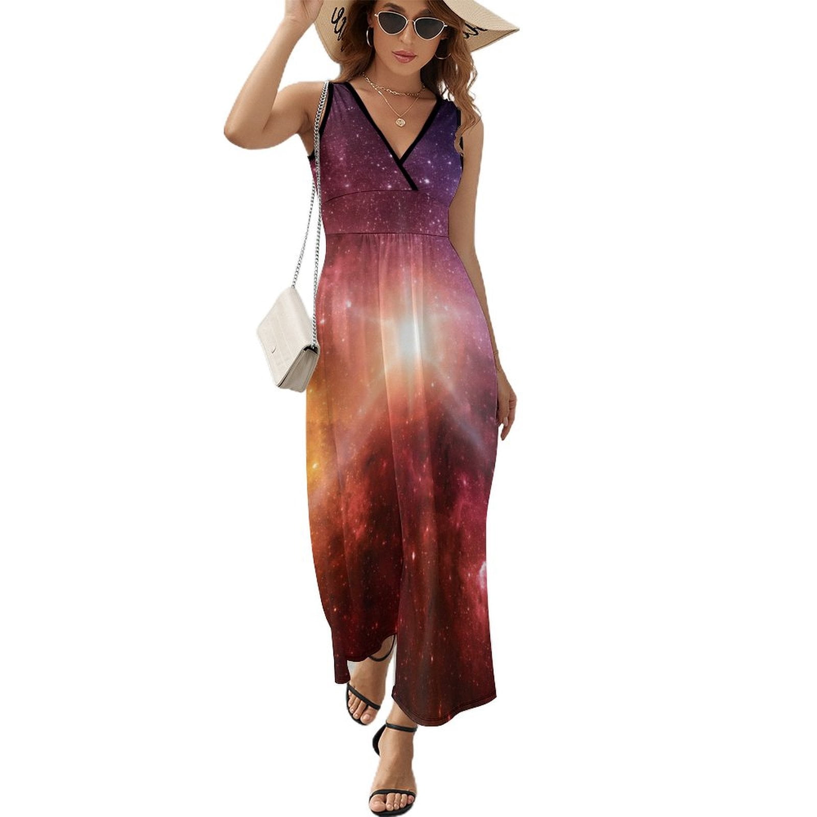 galaxy long dress Galaxy Purple Glitter Mermaid Long Train Prom Dress