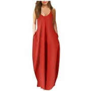 Maxi Dress, Summer Dresses For Women 2023, Yellow Dress, Pink Long Dress, Plus Size Casual Dresses For Women, Plus Size Casual Dress, Tank Maxi Dress For Womenpumiey Long Sleeve Dress(Large,Ya-Red)