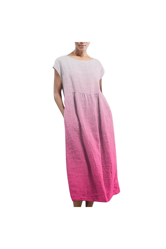 Maxi Dress Summer Women’S Sleeveless Maxi Pockets Linen Loose Baggy Kaftan Long Dress Maxi Dress with Pockets