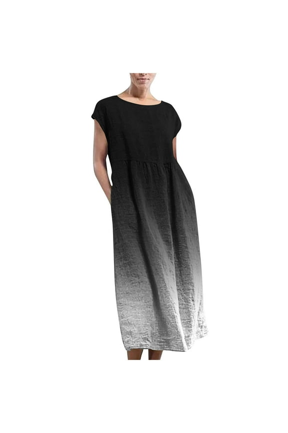 Maxi Dress Summer Women’S Sleeveless Maxi Pockets Linen Loose Baggy Kaftan Long Dress Maxi Dress with Pockets