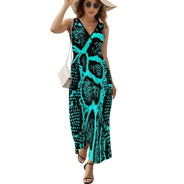 Maxi Dress Trend Snakeskin Dress Snake Skin Scales Club V Neck Custom  Bohemia Long Dresses Street Style Oversized Vestido - Walmart.com