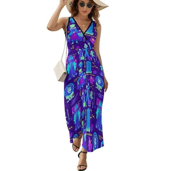 Maxi Dress Vegan Haunted Mansion Dress Spooky Halloween Casual Boho Beach Long Dresses Women Sexy Custom Birthday Present