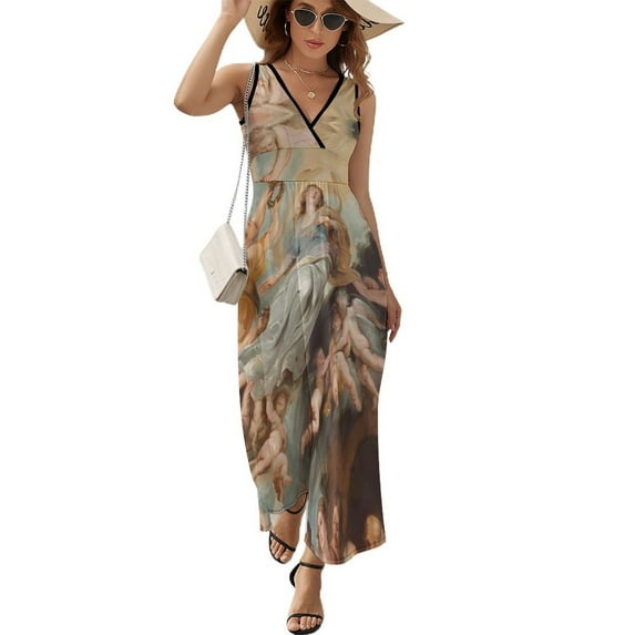 Maxi Dress Vincent Oil Painting Dress Almond Blossoms Party Street Bohemia Long Dresses High Waist Oversize Clothes