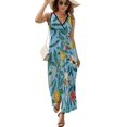 thumbnail image 1 of Maxi Dress Vintage Fruit Print Dress Summer Floral Print Korean Fashion Bohemia Long Dresses Women High Waist Custom Beach Maxi Dress, 1 of 7