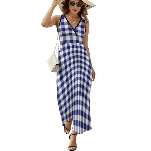 Maxi Dress Vintage Plaid Dress Colorful Lines Print Cute V Neck Design Boho Beach Long Dresses Streetwear Oversized Vestido