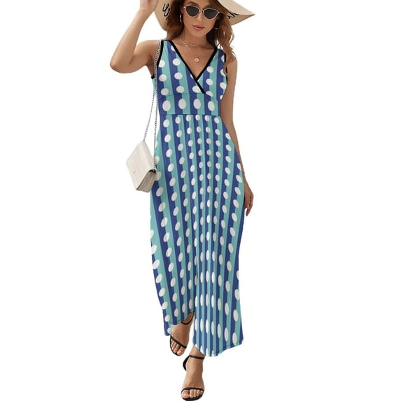 Maxi Dress Vintage Striped Polka Dot Dress Black And White Sexy Streetwear Bohemia Long Dresses High Waist Oversized Clothing