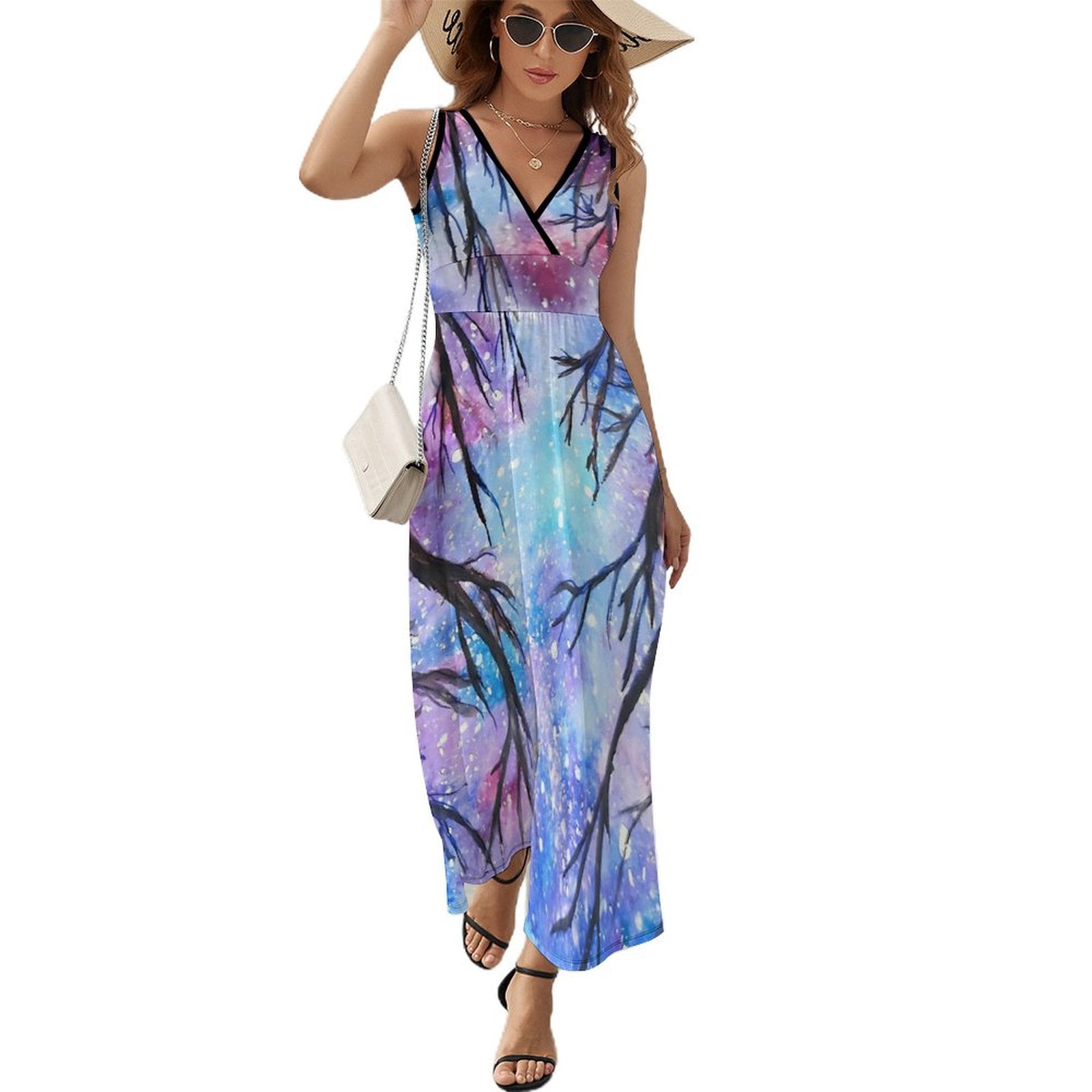 Maxi Dress Watercolor Starry Night Dress Woman Abstract Art Elegant V Neck High Waist Casual Design Bohemia Long Dresses Maxi Dress Watercolor Starry Night Dress Woman Abstract Art Elegant V Neck High Waist Casual Design Bohemia Long Dresses
