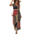 thumbnail image 1 of Maxi Dress White And Black Ethnic Dress Female Vintage Print Vintage V Neck Sleeveless Aesthetic Printed Bohemia Long Dresses, 1 of 7