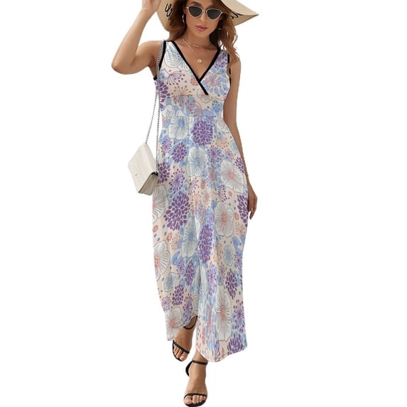 Maxi Dress White Boho Floral Dress Pretty Rose Elegant V Neck Printed Bohemia Long Dresses Aesthetic Oversized Vestidos