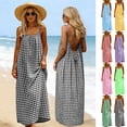thumbnail image 1 of Maxi Dress Women Plus Size Casual Loose Plaid Sleeveless Crew Neck Backless Slip Dress Summer Beach Fashion, 1 of 10