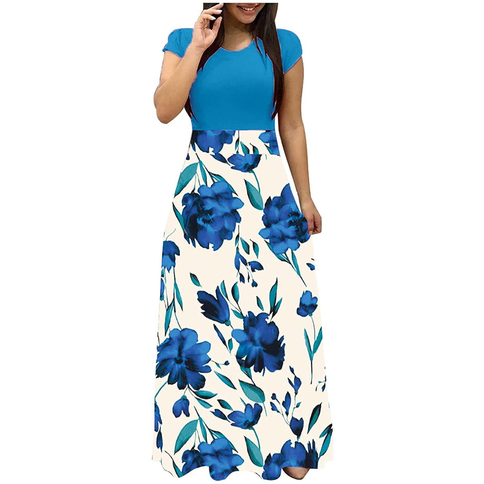 Maxi Dress For Women, Short Sleeve Maxi Dress For Women, Teacher Dresses For Women, Dresses For Older Women, Womens Maxi Dresses For Summer, Long Dresses For Women, Breastfeeding Dress For Women Blue - Maxi Dress For Women, Short Sleeve Maxi Dress For Women, Teacher Dresses For Women, Dresses For Older Women, Womens Maxi Dresses For Summer, Long Dresses For Women, Breastfeeding Dress For Women Blue -