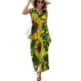 thumbnail image 1 of Maxi Dress Yellow Sunflower Print Dress Green Leaves Sexy V Neck Custom Boho Beach Long Dresses Korean Fashion Big Size Vestido, 1 of 7